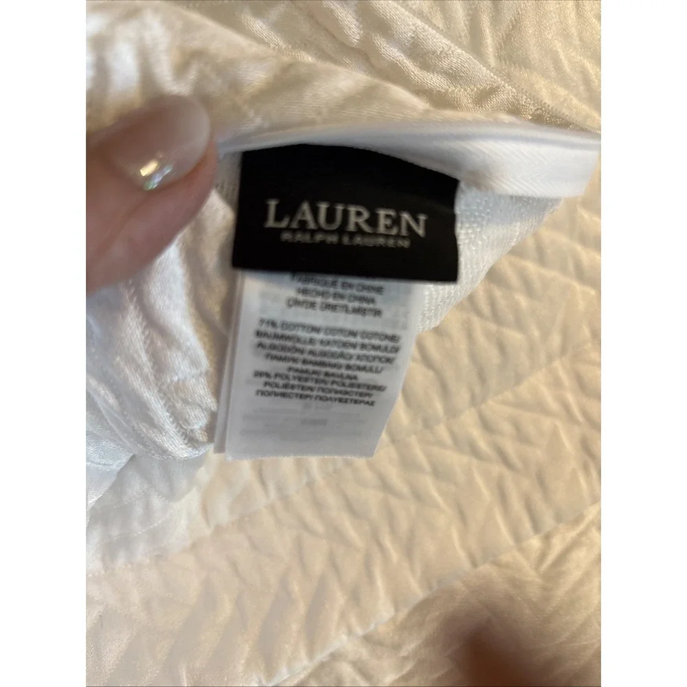 2 RARE‎ Ralph Lauren White Quilted Pillow bed Shams zip closure STANDARD size